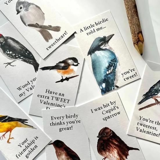 8 st Fågel Alla hjärtans dag-kort Söta Hälsningskort med Fågeltema för Fågelfantaster Unika Fågelpar-kort Jubileum Alla hjärtans dag-present till Honom Hennes