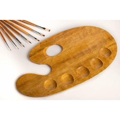 Wooden Painting Palette - 36x20cm Handmade Paint Palette with Thumb Hole for Acrylic, Oil, Watercolor,
