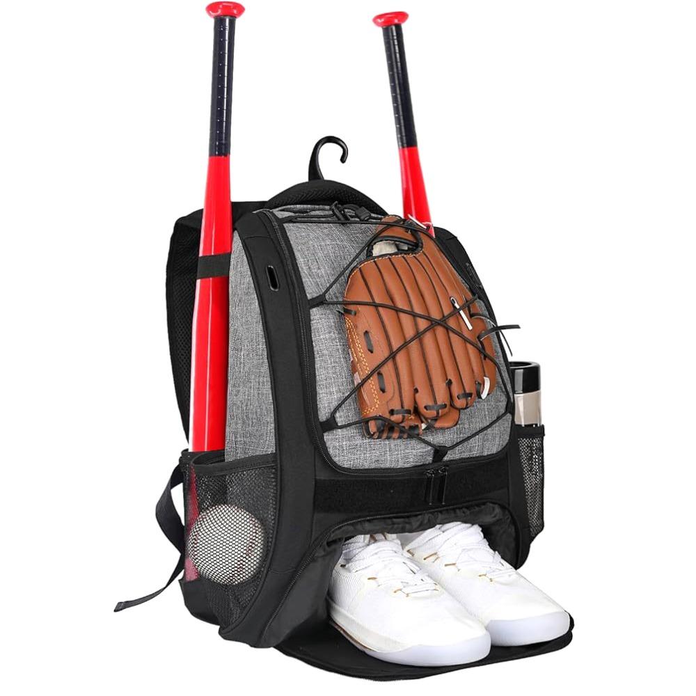 

Large Capacity Baseball Bag Shoe Compartment Bat Bag New Softball Backpack сірий