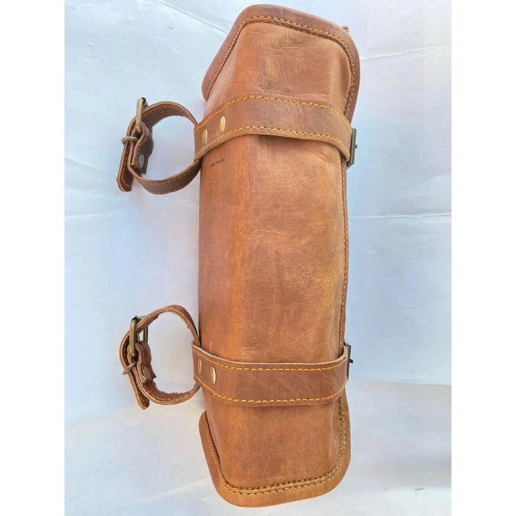 Leather Motorcycle Pouch Panniers Saddle Bag Saddlebags Brown Luggage Handmade