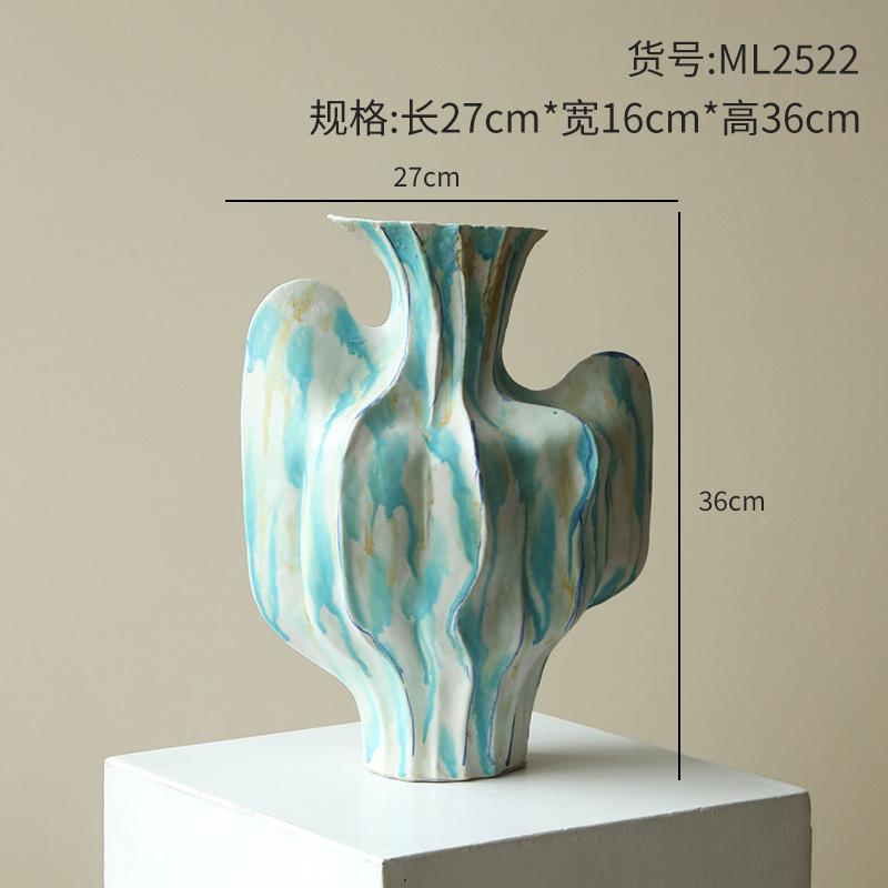 Ceramic Vase Abstract Geometric Ornaments Irregular Folds Flower Vase Flower Arrangement Accessories Handicrafts Home Decoration