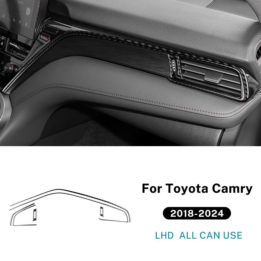 Real Soft Carbon Fiber For Toyota Camry 2018 2019 2020 2025 2025 2025 2025 LHD RHD Car Passenger Instrument AC Outlet Sticker
