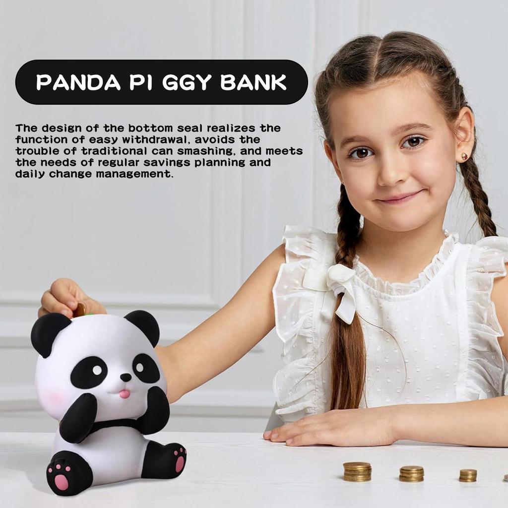Coin Bank for Kids Panda Shape Kids Coin Saving Bank Quick Retrieval Wide-Opening Ornament for Children Students Teens Boys