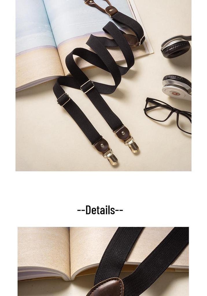 Vintage Elastic Unisex Suspenders with Non-slip Shoulder Straps for Men