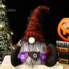 Striped Knitted Gnomes Halloween Plush Gnome Decoration, Spooky Boo Swedish Tomte Elf Figurine, Faceless Scandinavian Dwarf Ornament for Home