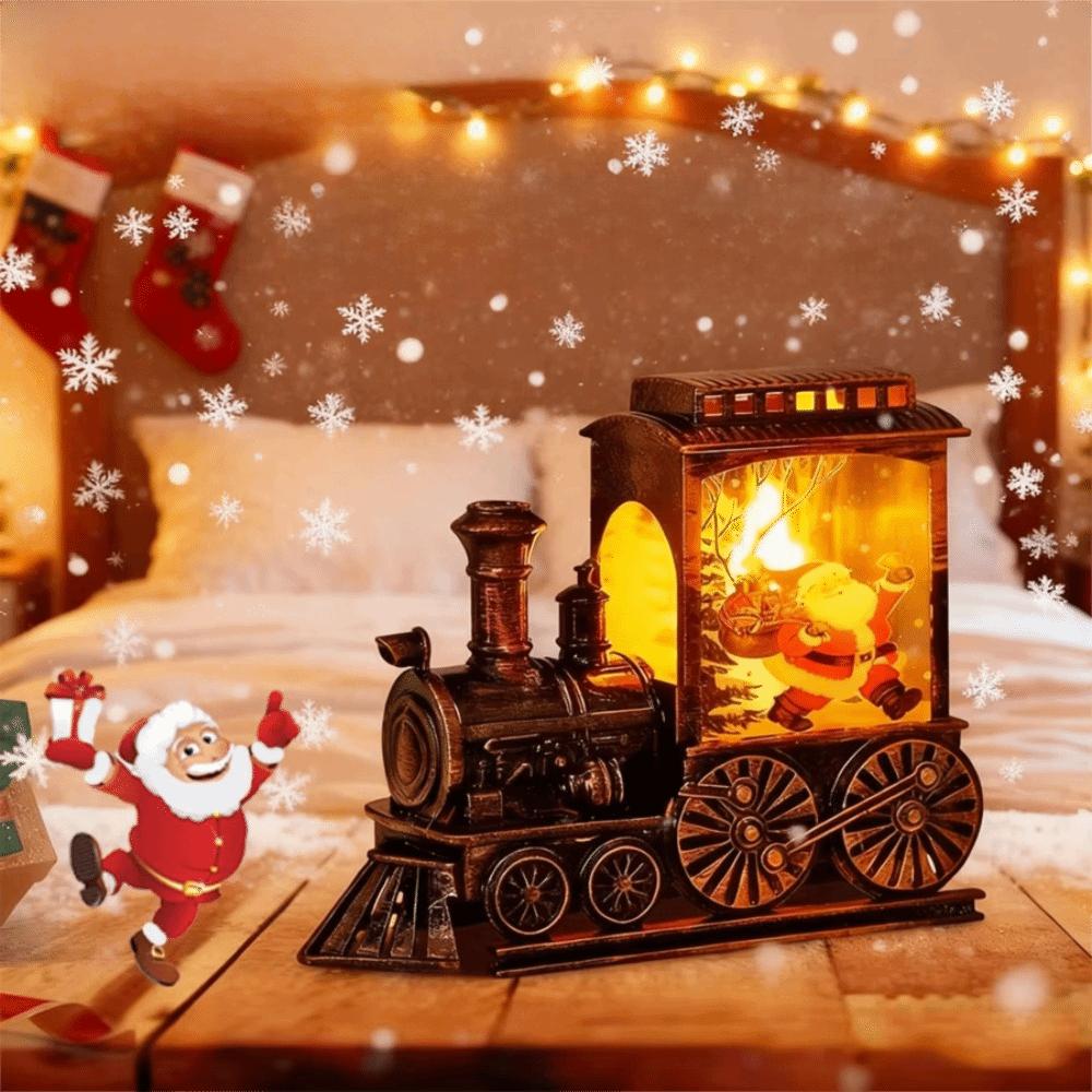 Vintage Train Ornaments Deer Design Train Night Lamp Christmas Train LED Light Festive Party