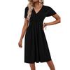 Women's Short Sleeve Dress Casual Plus Size V Neck Dress Flowy Beach Sundress With Pockets