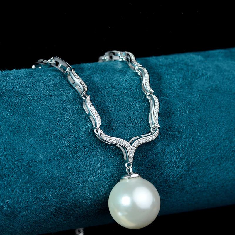 Gica Gema Pearl Necklaces With High Carbon Diamond 925 Sterling Silver 16mm Pendant Unique Design Romantic Fine Jewelry Wedding Party Gifts New Trend