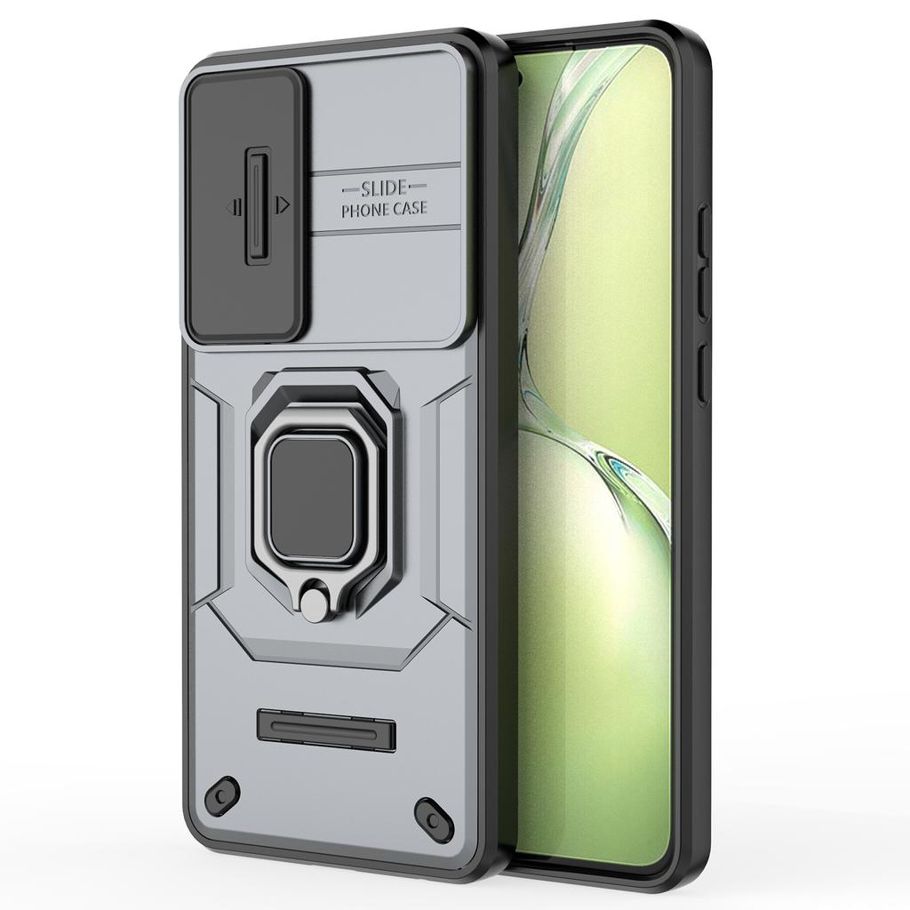 For OnePlus Nord CE4 Lite 5G/Oppo K12x 5G (China) Case Kickstand PC+TPU Phone Shell with Lens Cover