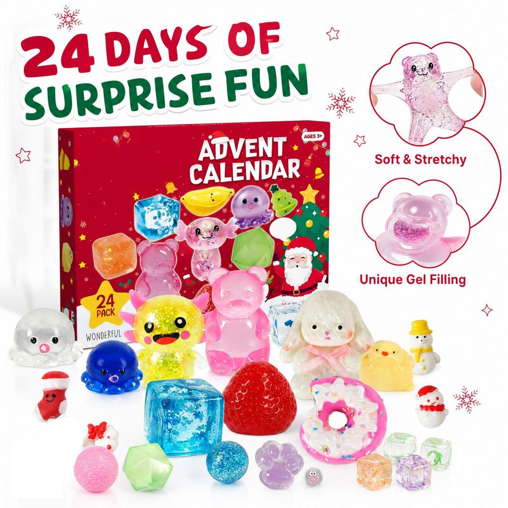 3D Toy Box Christmas Advent Calendar — Featuring Cute, Soft, Stress-Relief Toys