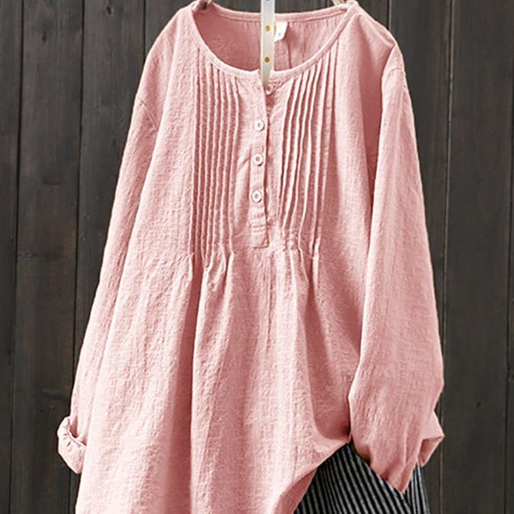 Cotton Linen Plus Size T-shirt Tops for Women Autumn Winter Loose Blouse Large Pullover Shirts Tees Female Clothing Y2K Top