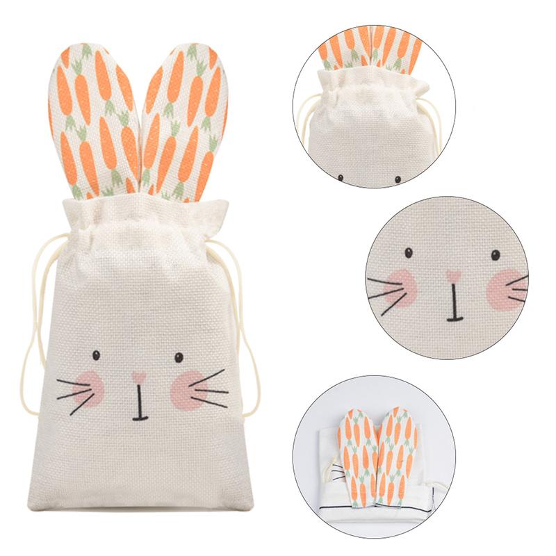 WTEMPO Ostern Süße Kaninchen Geschenktüten Frühling Sommer Party Mitgebsel Geburtstagsdekorationen Wiederverwendbare Goodie-Aufbewahrungstaschen Kaninchen Kordelzug Leckerli-Taschen