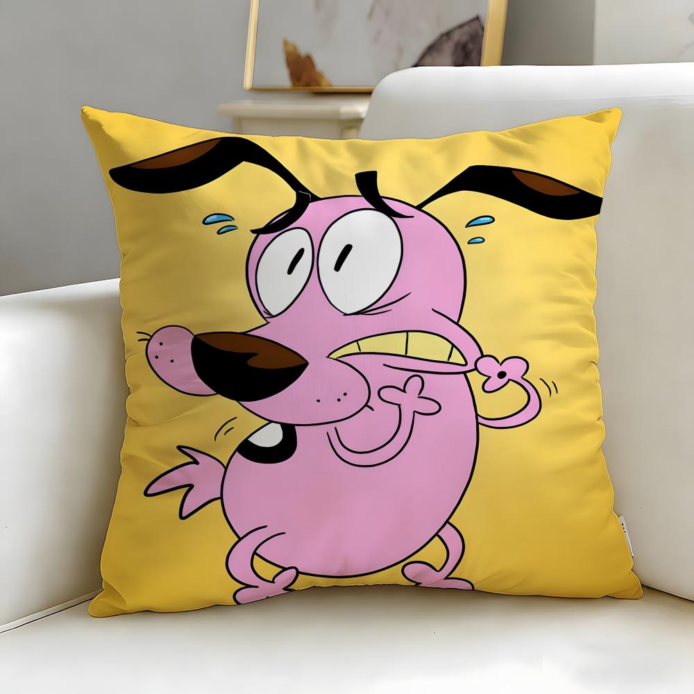 Cartoon Courage the Cowardly Dog Cushion Cover Soft & Easy-Wash Pillow Case – Versatile for Couch, Bed, Travel and Office