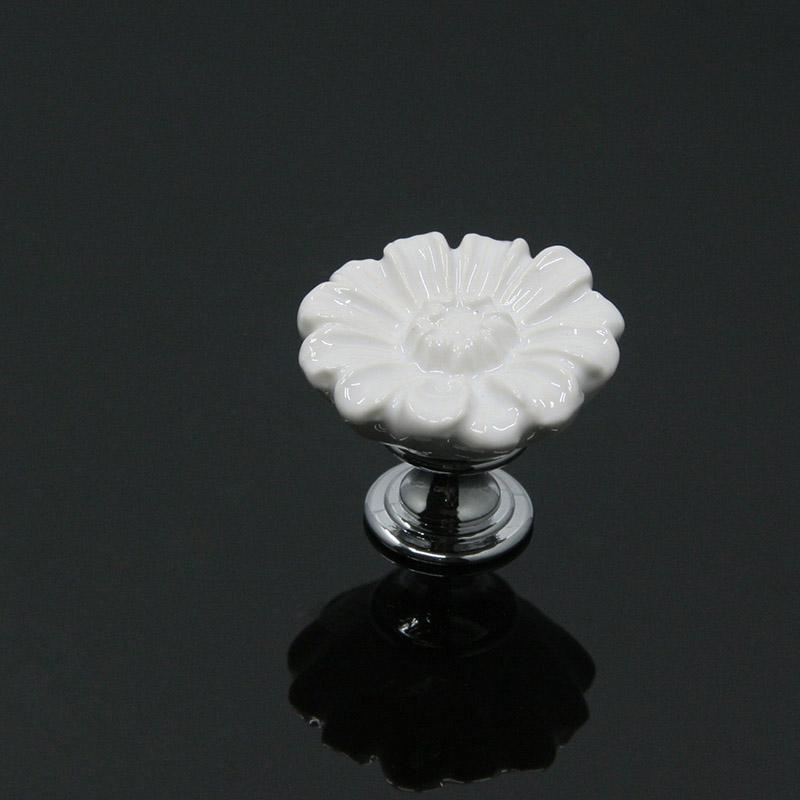 KAK Chrysanthemum Ceramic Handles Drawer Knobs Cupboard Door Handles for Kids Room Cabinet Handles with screws Furniture Handles
