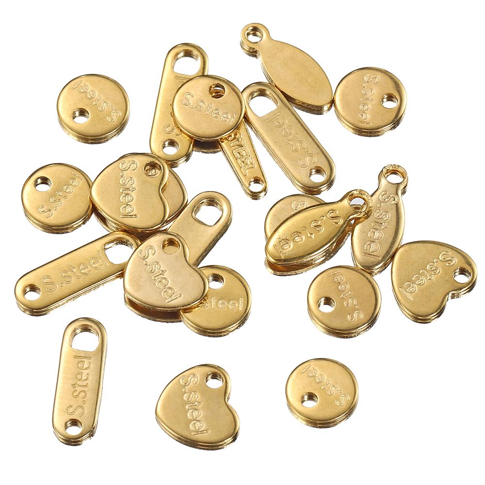 50pcs Stainless Steel End Charms Pendants Vacuum Plating Bracelet Chain Extension Tail Charm for DIY Jewelry Making No Fade
