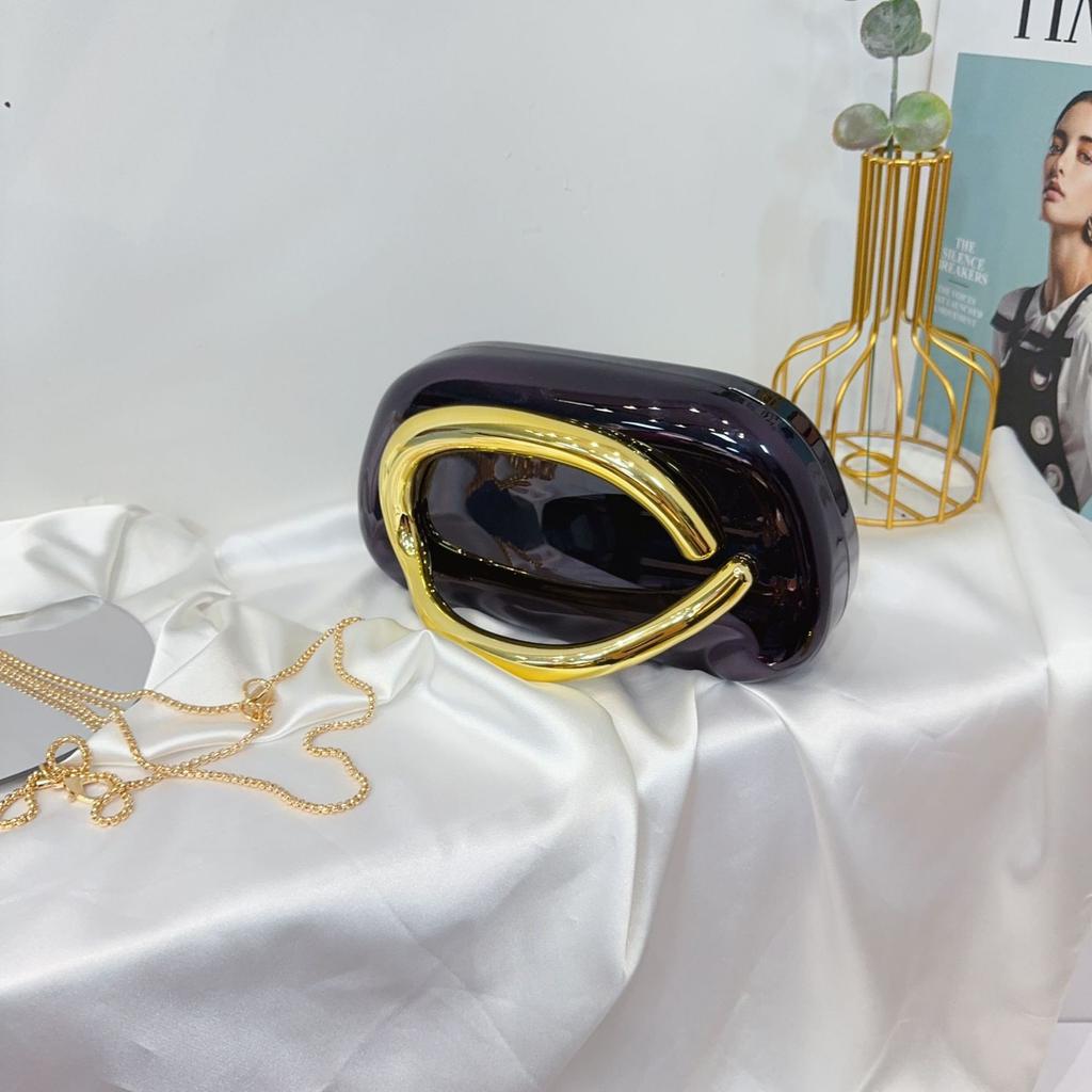 Women's Trendy Chain Crossbody Shoulder Bag Handbag Acrylic Wedding Evening Bag Shell Formal Clutch Purse for Women Evening Bag Formal Clutch Purse