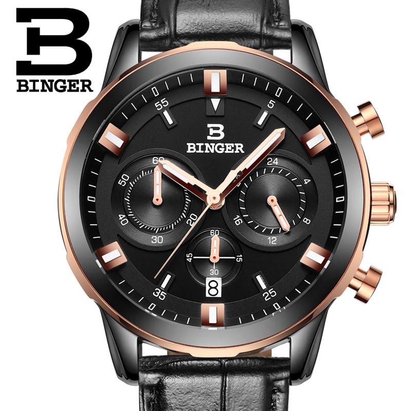 Orologio da uomo di lusso BINGER Marca Orologi da polso al quarzo  Cronografo Orologio sportivo impermeabile acquista in modo economico —  spedizione gratuita, recensioni reali con foto — Joom