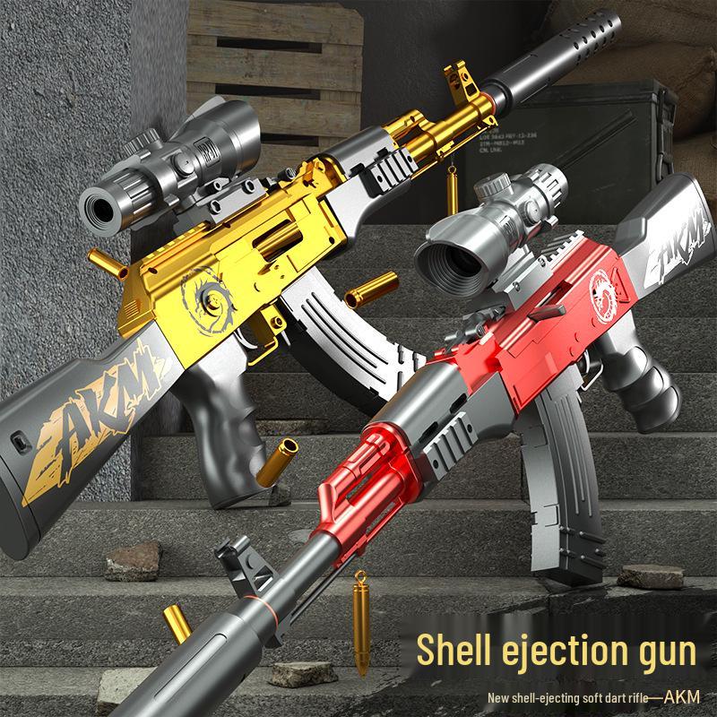 Children's AK47 Toy Gun: Soft Bullet Manual Bolt Action with Ejecting Shells