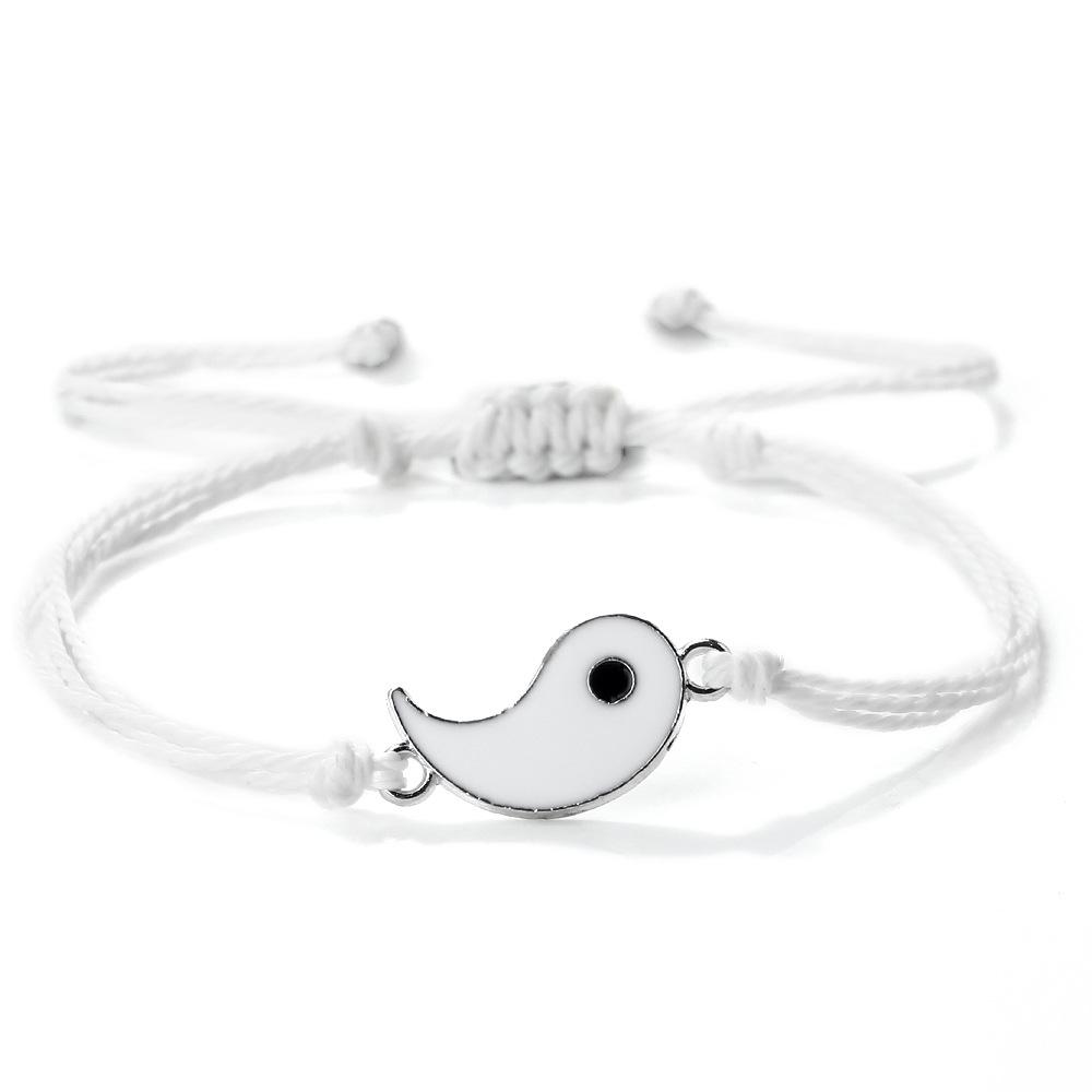 Yin Yang Harmony Tai Chi Men & Women Handmade Black & White Bracelet Set
