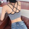 Women's Rhinestone Padded Sports Bra Seamless Cami Cropped Tank Top Crisscross Back Shiny Workout Bra