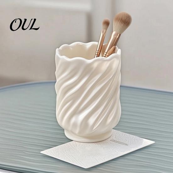 Desktop Pen Holder Spiral Holder, 3D Printed Twisted Makeup Brush Organizer Cup, Durable PLA Storage Decorative Desk Container for Office Vanity Table