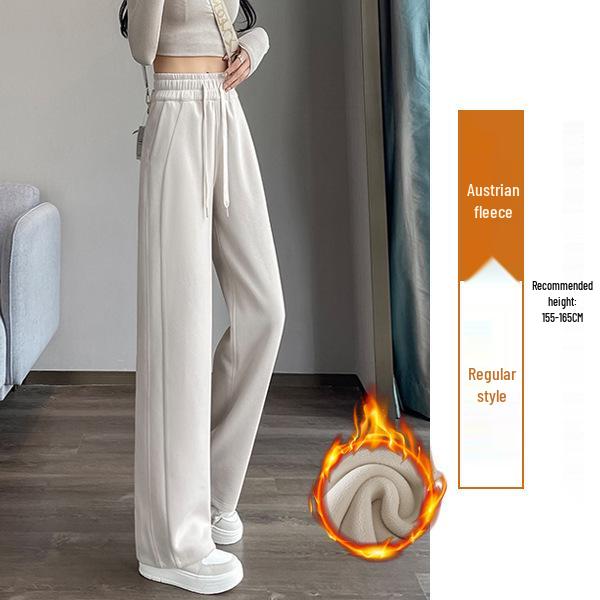 Women's Wide-Leg Velvet Sweatpants - Height-Enhancing Banana Sports Pants for Autumn/Winter 2025