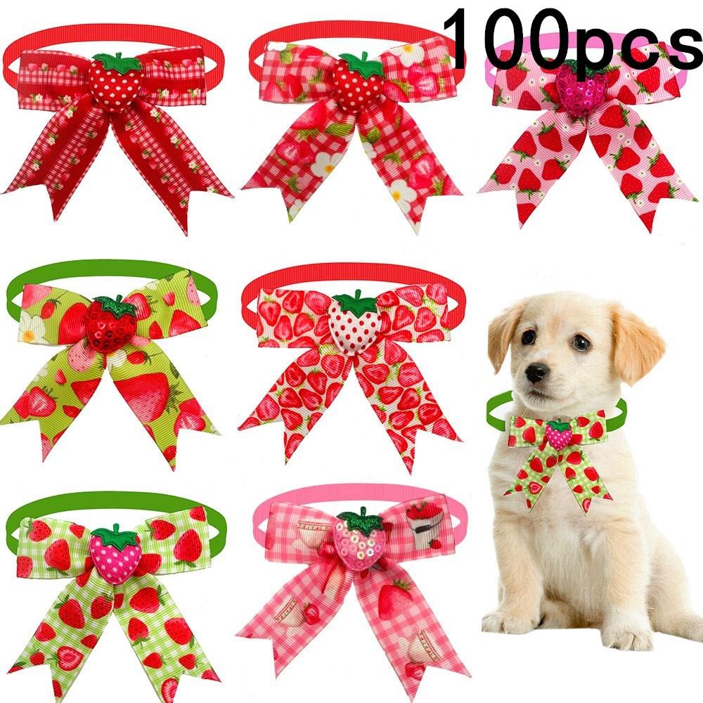 50/100pcs Dog Bow Tie Fruit Strawberry Pattern Pet Supplies Small Dog Bowtie Pet Dog Cat Bowties Small Dog Grooming Accessories