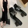 French summer 2025 new fairy skirt beach crystal heel thick heel open-toed cool slippers women's sandals