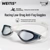 High-Definition Anti-Fog Professional Racing Swim Goggles for Men and Women - Waterproof, Competitive Design.