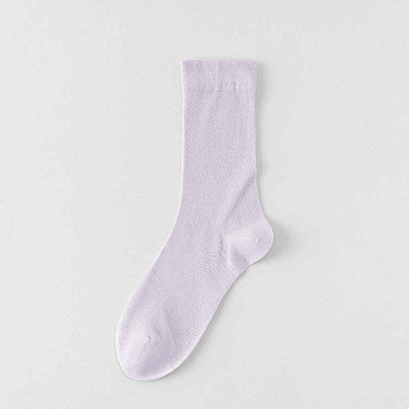 Summer Thin Mulberry Silk Socks, Solid Color Mesh, Breathable, Boneless, Odorless, Antibacterial, Women's Mid-leg Socks