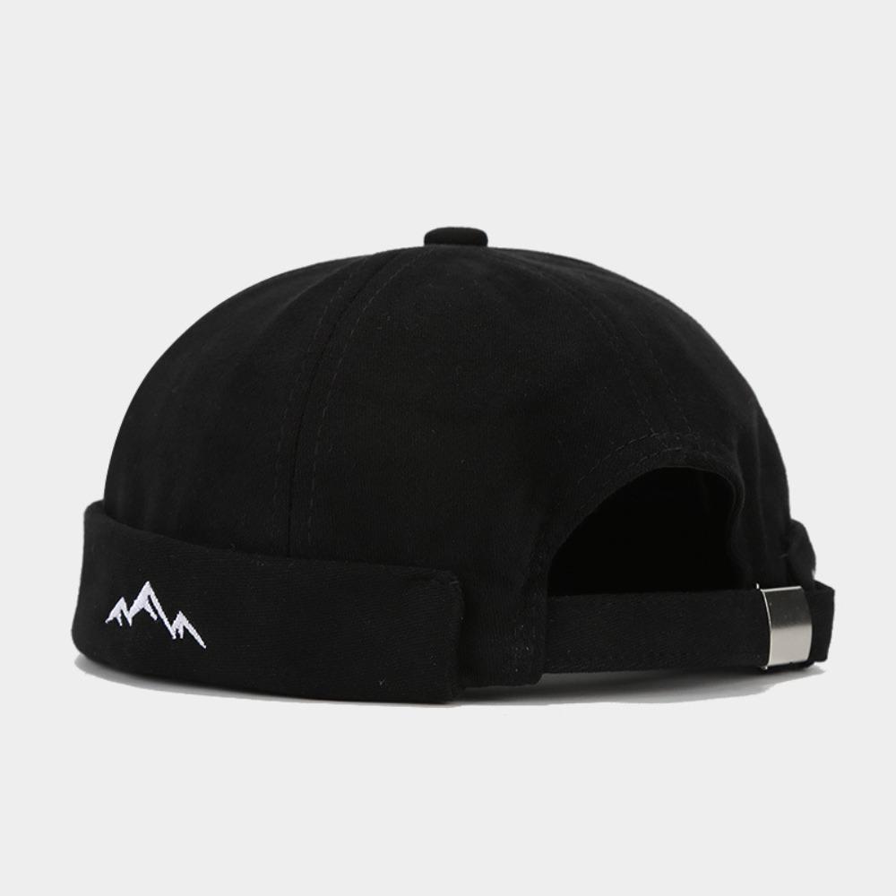 

Fashion Vintage Dome Melon Cap Mountain Embroidery Hip Hop Beanie Hat Retro Soft Casual Melon Caps All-match чёрный