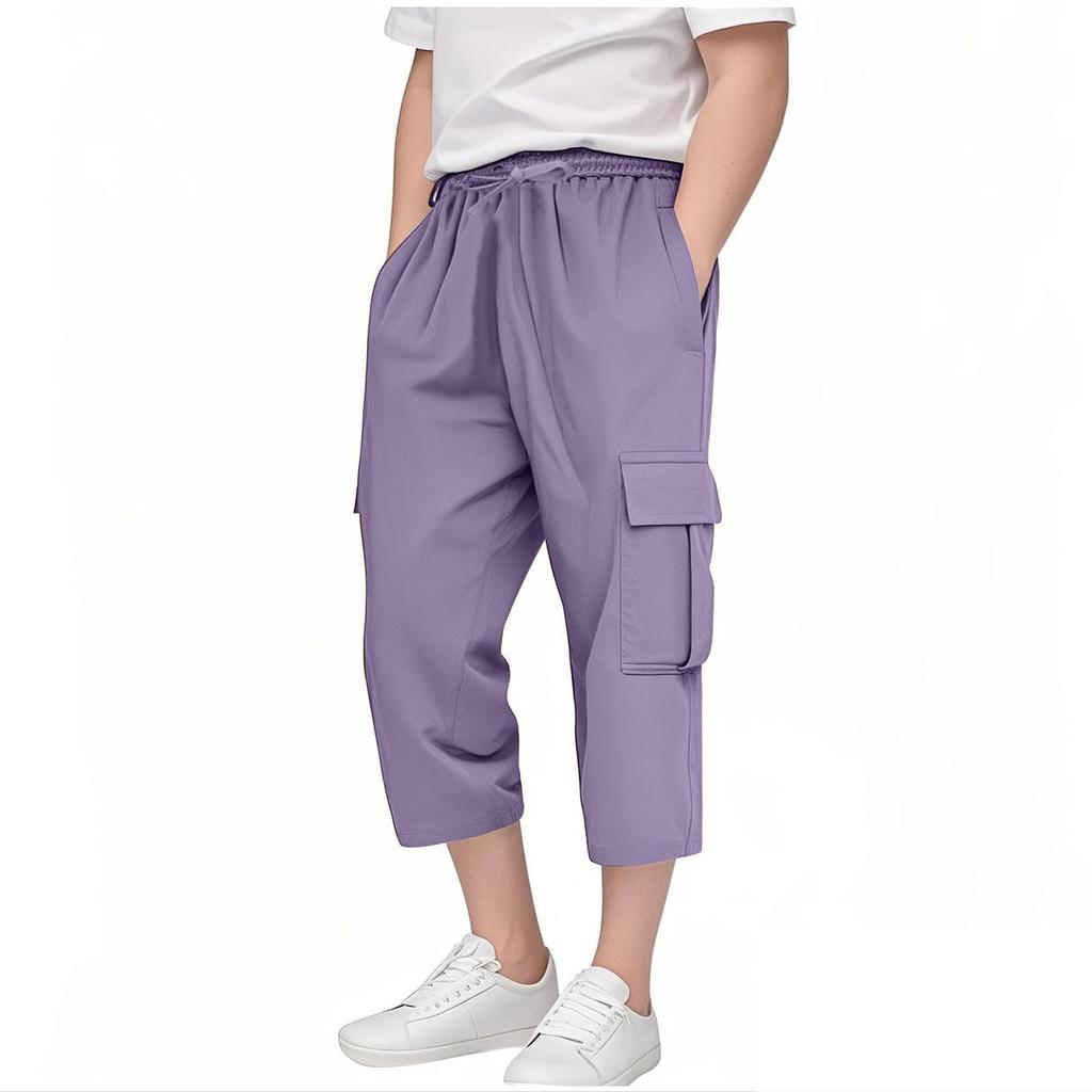 Boys And Girls Three-Quarter Pants Kids Lightweight Casual Loose Outdoor Cargo Sports Pants