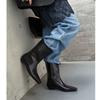 Korean version of fashionable simple sleeve temperament boots 2025 autumn and winter new square head low heel one pedal casual Chelsea boots