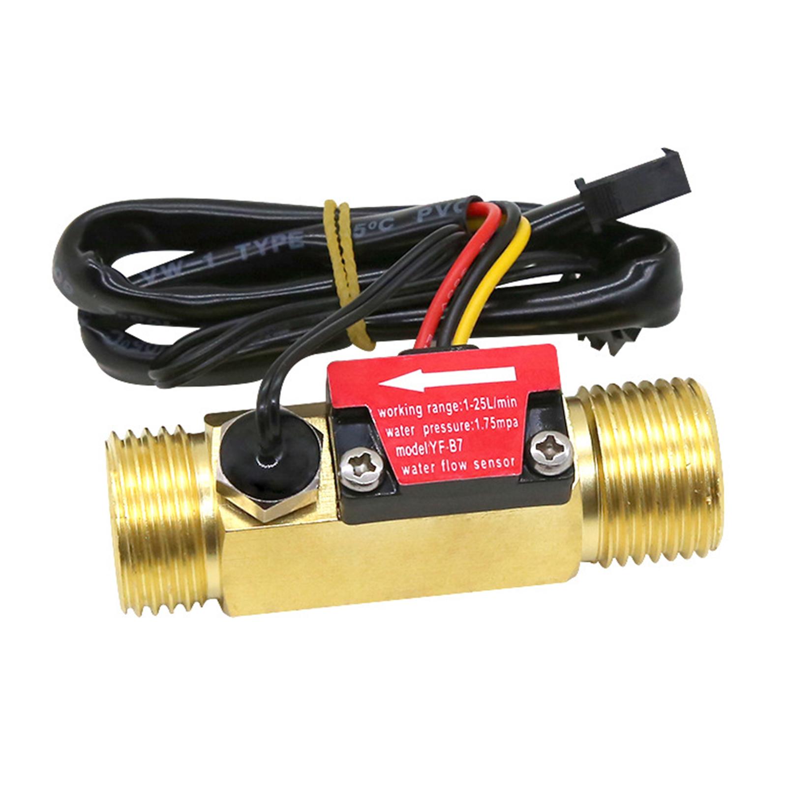 

G1/2 Water Flow Hall Effect Sensor Switch Flowmeter Counter 1-25L/min Easy Installation for Water Dispenser Durable