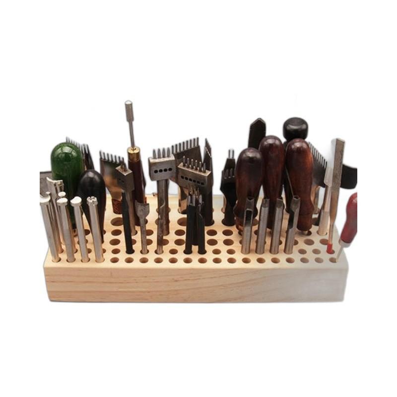 Handmade Pine Wood Leathercraft Tool Rack - 46 or 98 Holes for Punches, Awls, and More