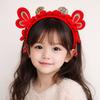 Headwear New Year Hair Hoop Embroidered Bow Ancient Style Hairband Cute Red Plush Headband  Gift