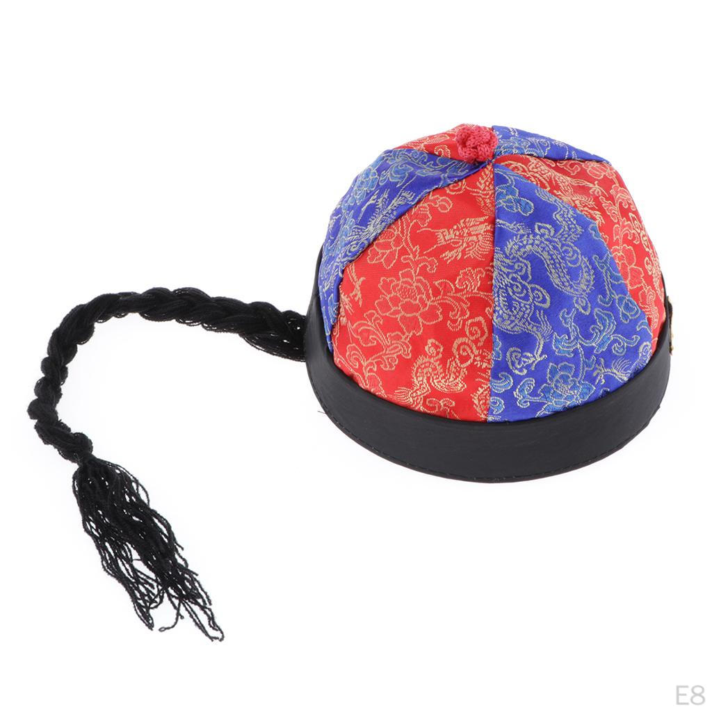 Silk Adults Chinese Oriental with Ponytail Cosplay Party Costume Hat