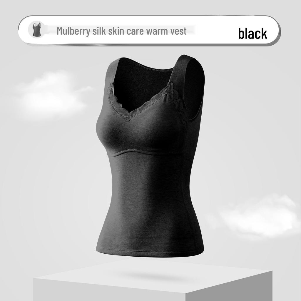 Women's Seamless Mulberry Silk Base Top: Slimming, Shaping, Moisturizing, Bra-Free, Warm.