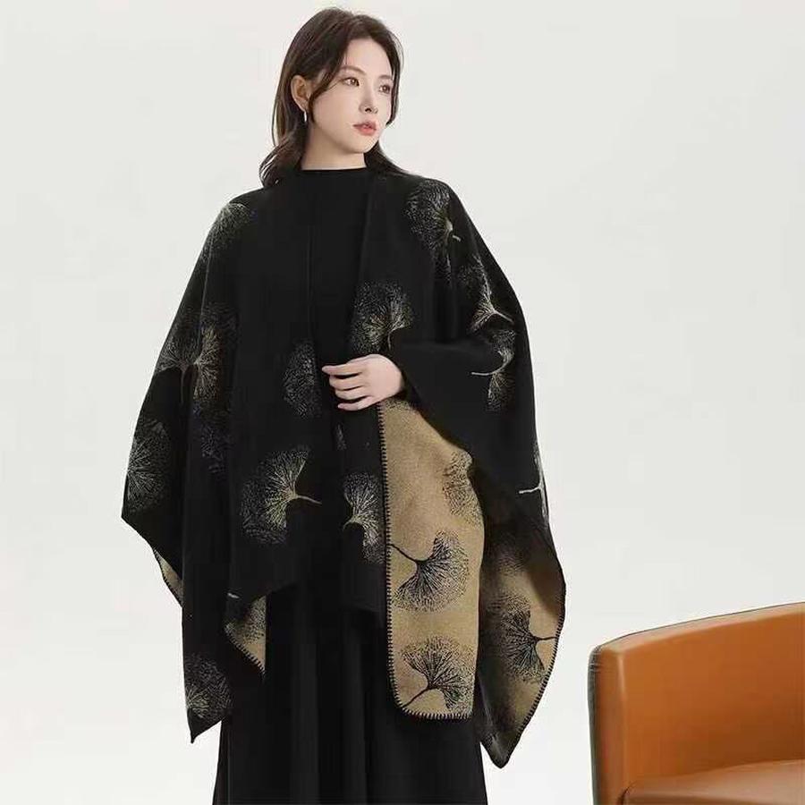 Double-Sided Wear Chinese Style Cashmere Shawl for Women Spring/Autumn Fashion Trendy Elegant Travel Outerwear Warm Cape
