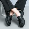 Fashion Men's Thick Soled Leather Shoes Contrasting Color Casual Men's shoesLeather Casual Shoes Outdoor Trendy Thick-soled  Shoes