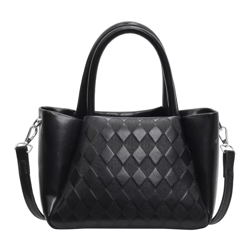 Bolsas de ombro elegantes e estilosas de plutônio sólido com zíper quadrado e treliça de diamante, quentes e da moda
