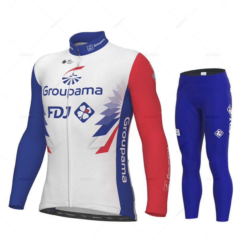 Fdj Pro 2023 Autumn Team Cycling Jersey 19D Bib Set MTB Uniform Bicycle Clothing Quick Dry Bike Clothes Mens Long Cycling Wear