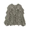 VAYLA Summer Sexy Women's Translucent Ruffles Blouses Fashion V-neck Single Breasted Tierred Causal Tops Beach Style Solid Shirts