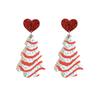 Europäische & Amerikanische Liebesherz Acryl Weihnachtsbaum Ohrringe für Damen
