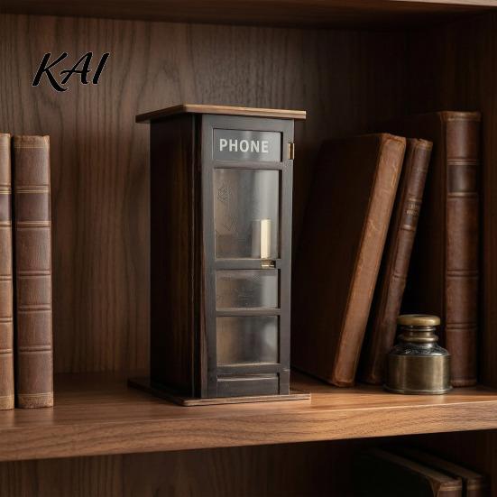 Retro Phone Booth Light Vintage Ambient Lamp, Tall Telephone Night Light, Nostalgic Table Lamp Warm LED for Bedroom Home Office Study Bar Decor