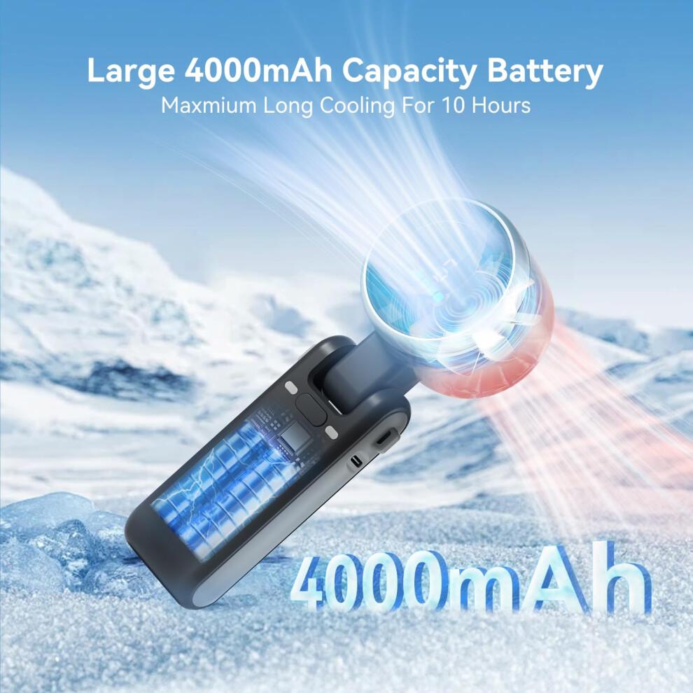Neuonn Handheld Fan with High Speed (1-5) Cooling Turbo, Portable Handheld Fan with 4000mAh Rechargeable Battery, LED Display 180? Rotation Mini Fan