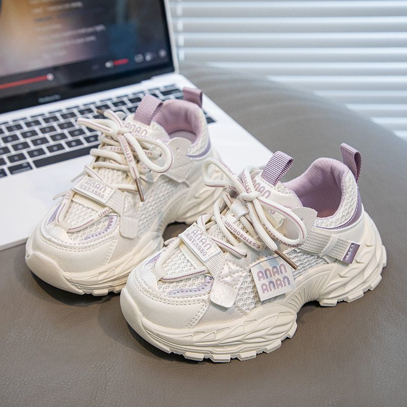 Girls' Shoes 2025 Spring and Summer New Mesh Breathable Sneakers Boys' Light and Comfortable Student Running Shoes