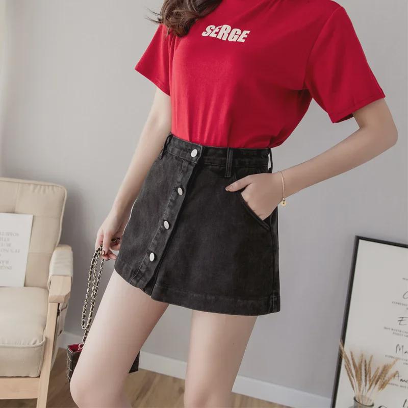 Large Size High Waist Denim A-Line Skort for Women - Summer 2022 Collection, Loose Fit, Wide Leg Hot Pants