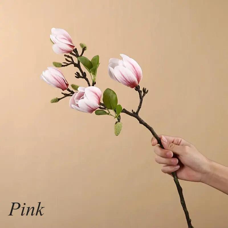 High Imitation Film Hand Feeling Magnolia Flowers Simulation Flowers Fake Flowers Decorative Living Room Entrance Table Ornament