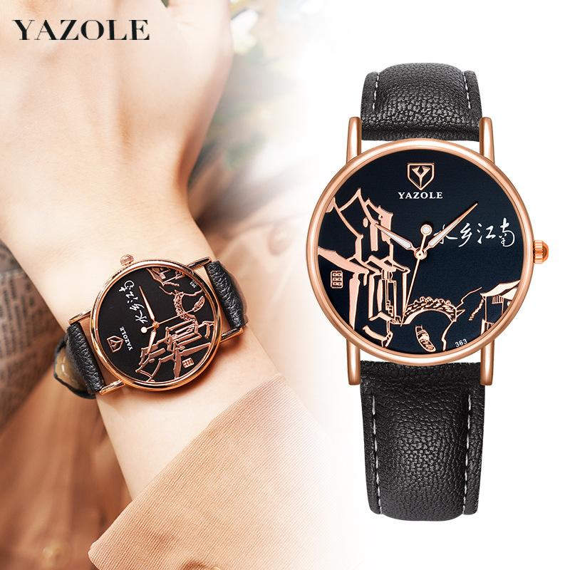 

YAZOLE Женские часы Женские часы Кварцевые водонепроницаемые креативные новые женские часы с ремнем